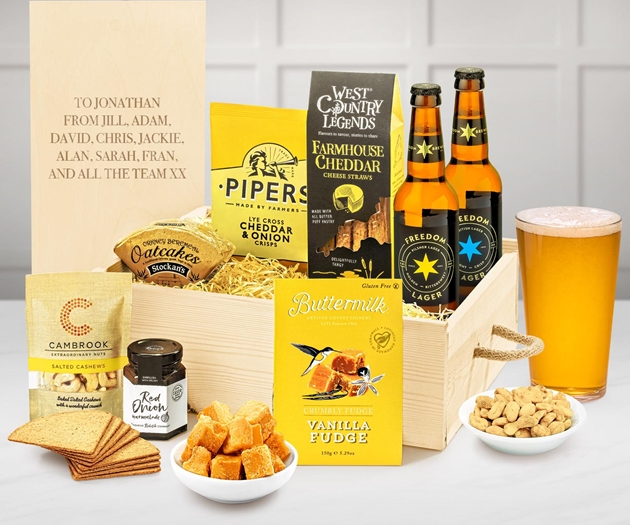 Housewarming Personalised Gentleman's Treats Gift Box With Craft Beers